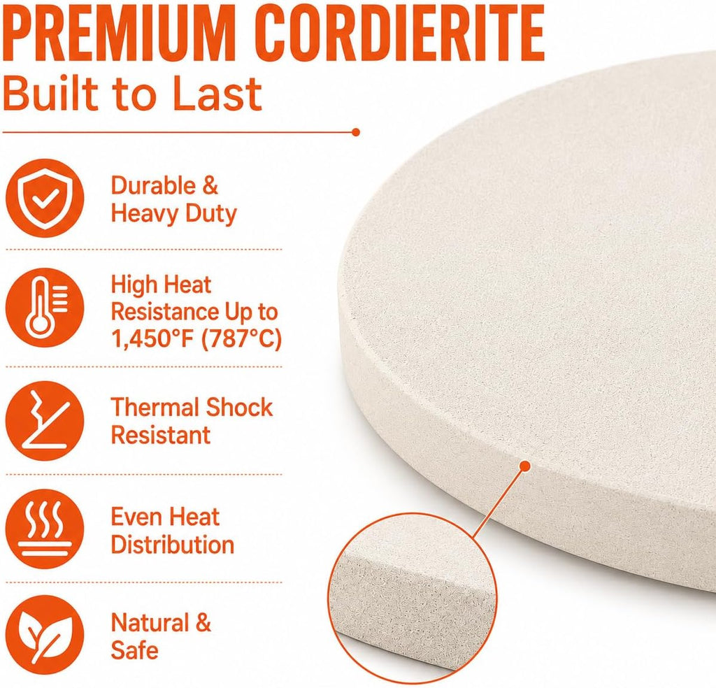 15 Inch Round Cordierite Pizza Stone for Oven and Grill