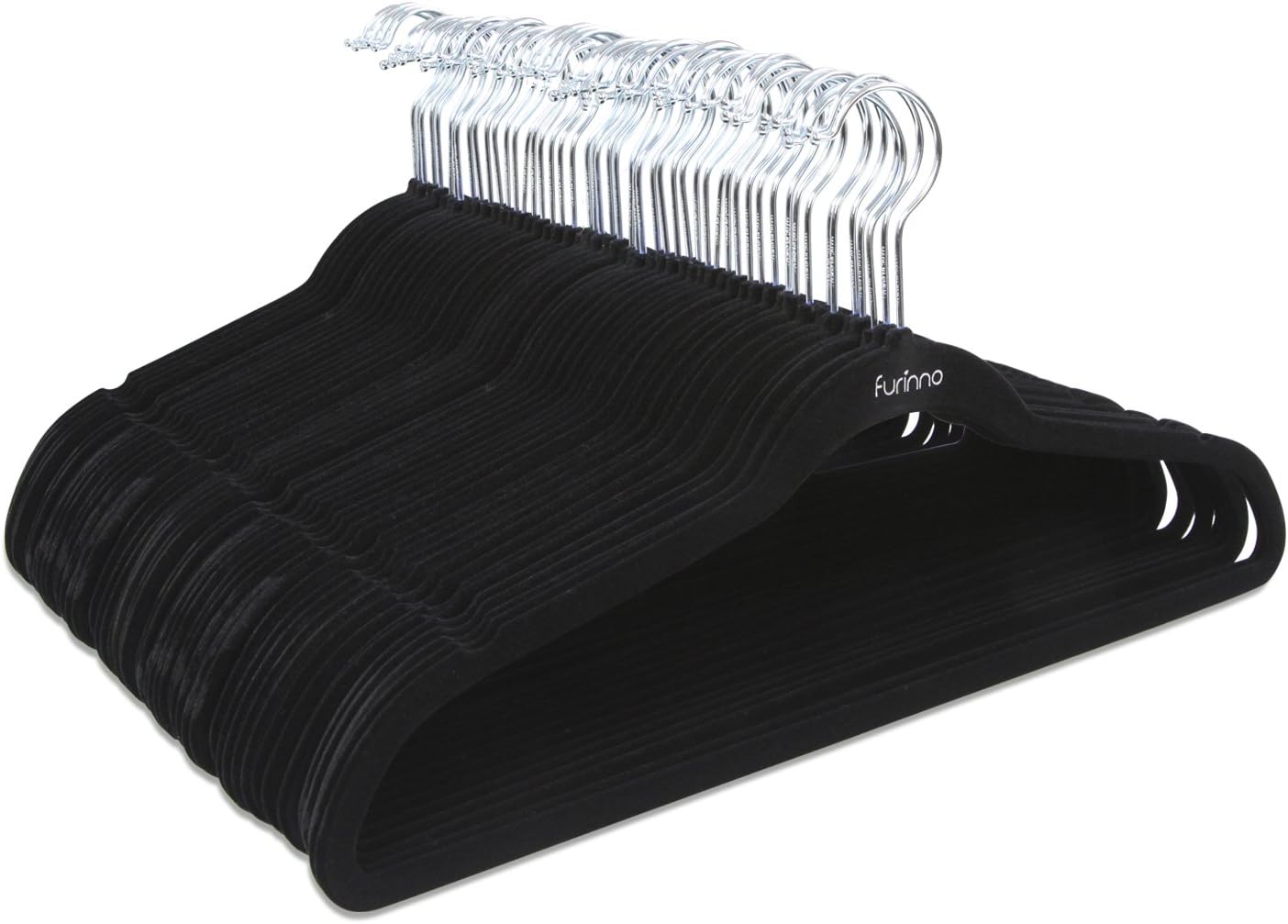 Velvet Suit Hangers, 50 Pack Non-Slip Clothes Hangers, Slim Space Saving Design with Pants Bar, 360 Swivel Hook