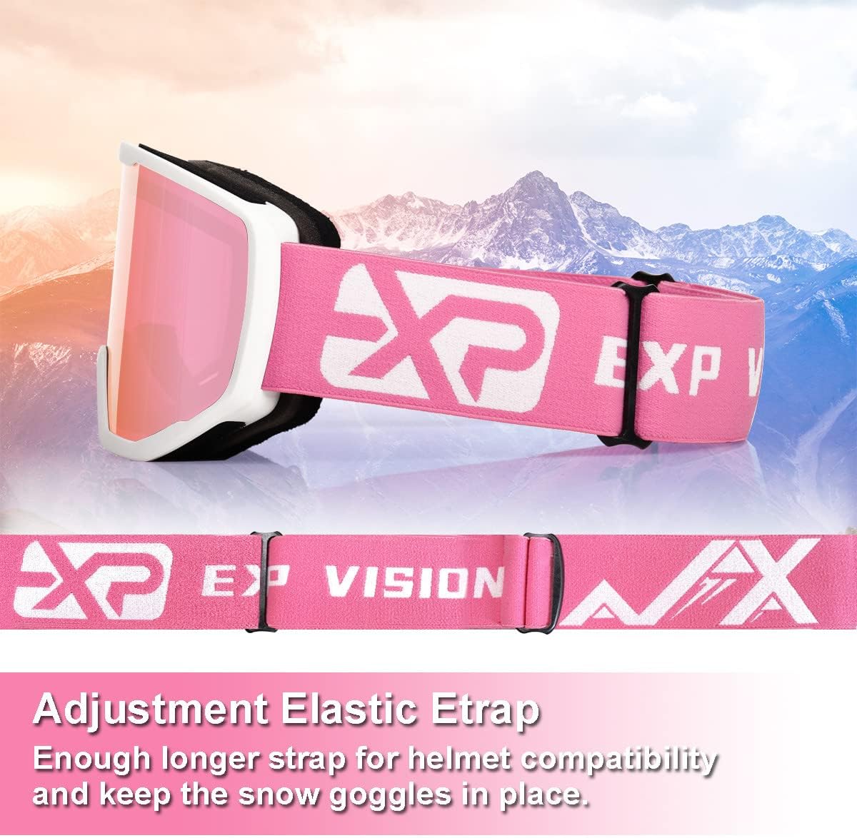 Ski/Snowboard Goggles for Men Women, OTG Snow Goggles Anti Fog UV Protection