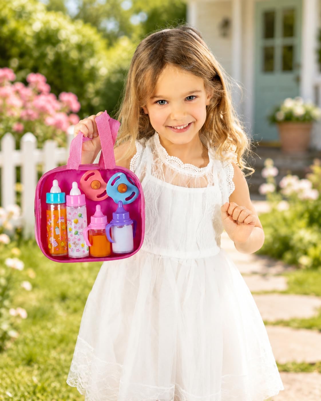 My Sweet Baby Disappearing Doll Feeding Set, Baby Care 6 Piece Doll Feeding Set - for Toy Stroller | 2 Milk & Juice