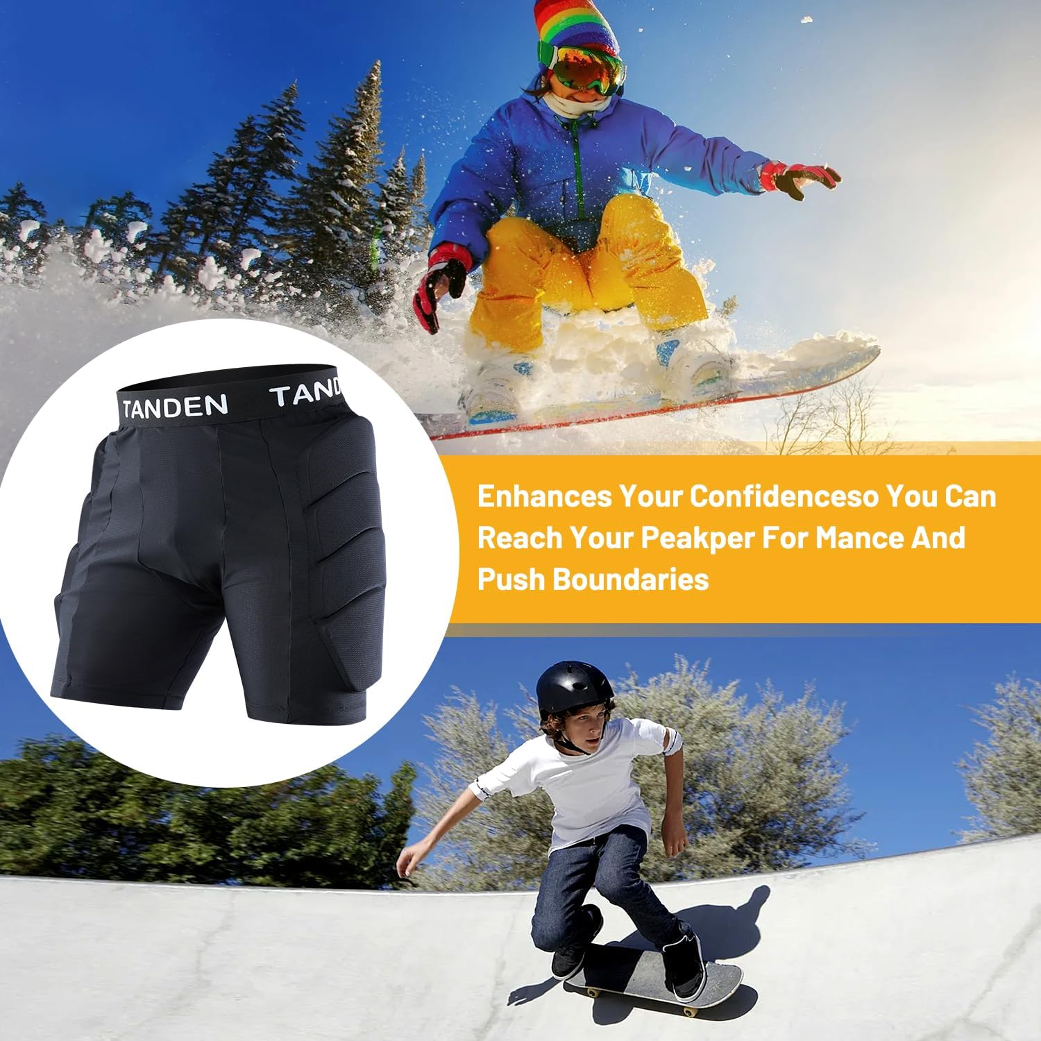 Padded Shorts Hip Impact Shorts Tailbone Protector Pad for Snowboarding Pads, Snowboard Butt Pad for Skating Ski