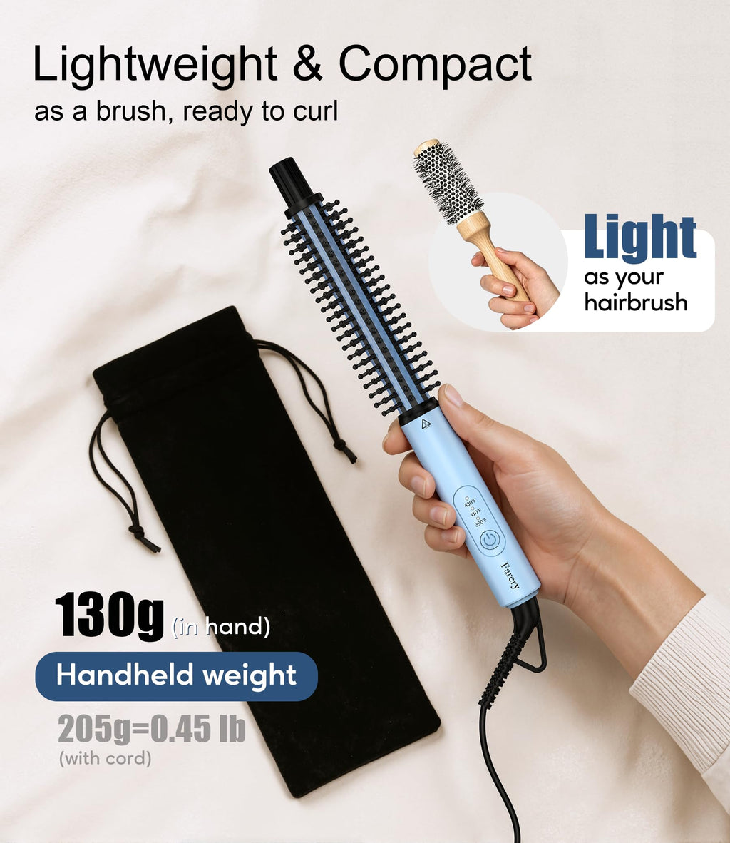 3/4 Inch Curling Iron Brush for Short Hair, Thermal Brush Touch-ups