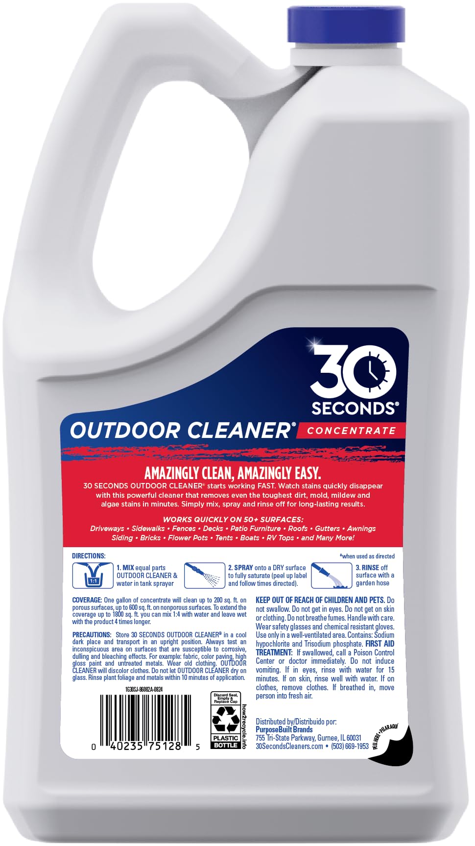 Outdoor Cleaner Dirt,Mold & Mildew Cleaner & Stain Remover Concentrate | 1 Gallon