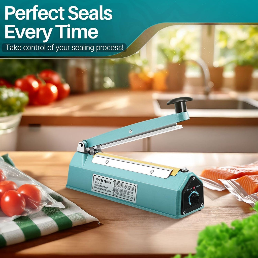 Impulse Sealer for Plastic Bags, 8 Inch, 300W, Adjustable Timer