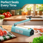Impulse Sealer for Plastic Bags, 8 Inch, 300W, Adjustable Timer