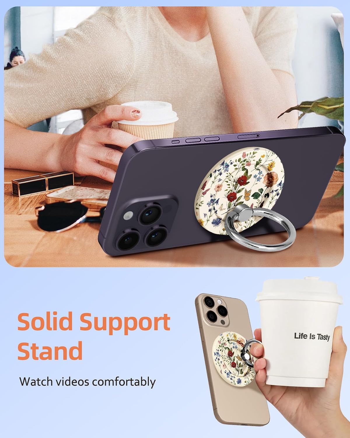 Magnetic Phone Grip - Compatible with MagSafe Phone Grip Ring Stand for iPhone 17/16/15/14/13/12 Series Vintage