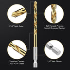 MACXCOIP 16Pcs 1/4" Hex Shank Titanium Twist Drill Bit Set
