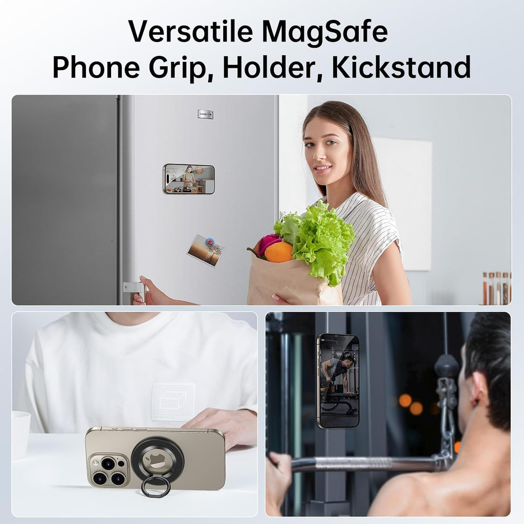 for MagSafe Phone Grip, Magnetic Phone Ring Holder Stand Kickstand | 360° Rotation, Double-Sided Magnet, Cell Phone
