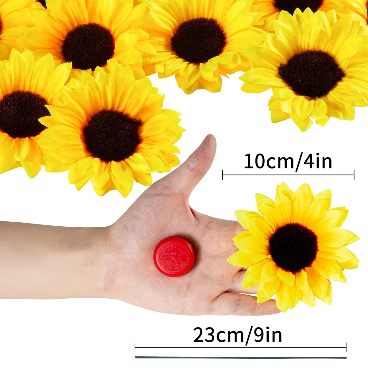 40pcs Fake Sunflower Heads with Stems, Yellow