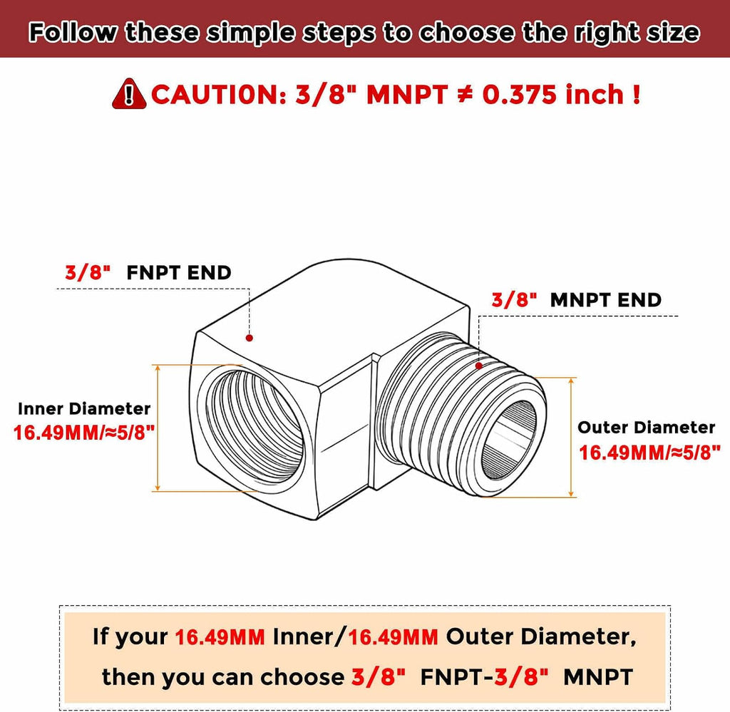 4 Pack 90° 3/8" FNPT to 3/8" MNPT Solid Brass Barstock Street Elbow