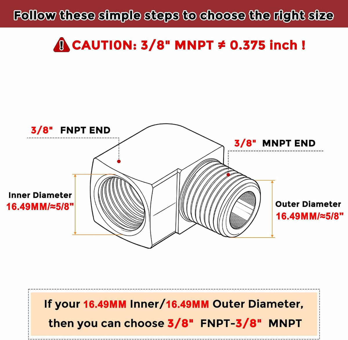 4 Pack 90° 3/8" FNPT to 3/8" MNPT Solid Brass Barstock Street Elbow