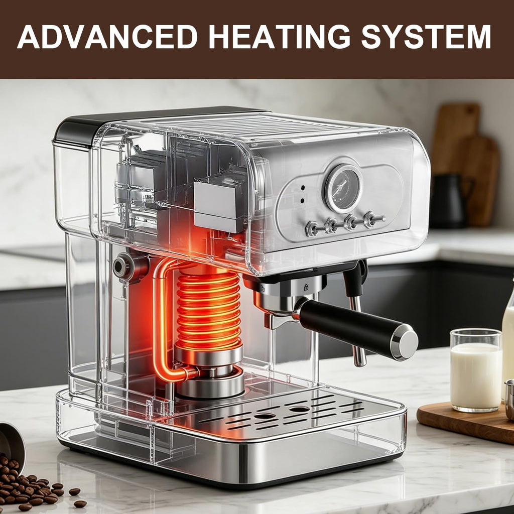 Espresso machine 20 Bar, Espresso Maker with Powerful Steam Milk Frother, Stainless Steel Coffee Machine with Fast