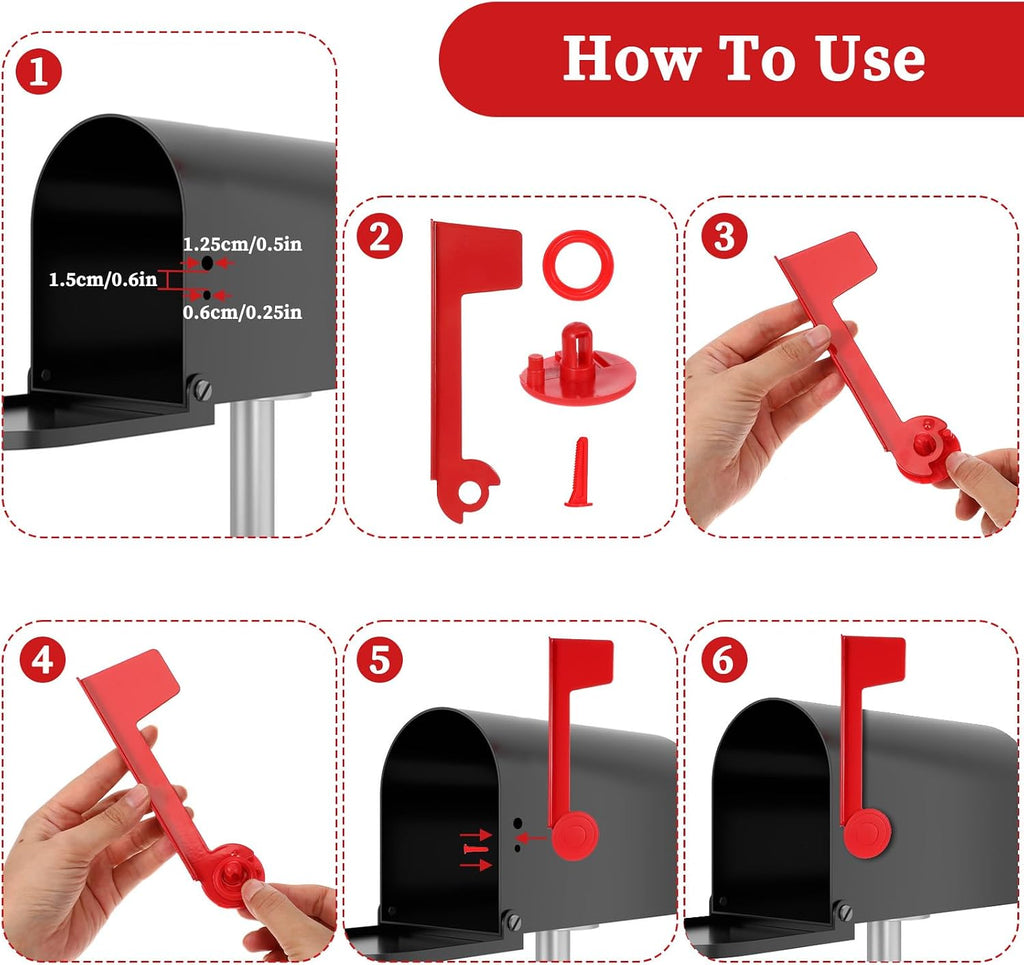 Mailbox Flag Replacement, Easy Installation Red Metal Mailbox Flag Universal Mailbox Flag for Outgoing Mailbox