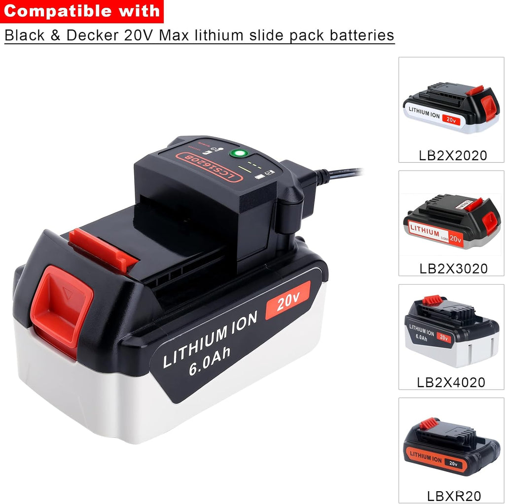 LCS1620B Compatible with Black and Decker 20V MAX Lithium Battery Charger