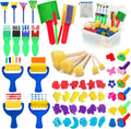 53-Pack Sponge Paint Brushes, Washable Painting Brushes, Toddler Painting Set, Early Learning Foam Roller Sponge Art