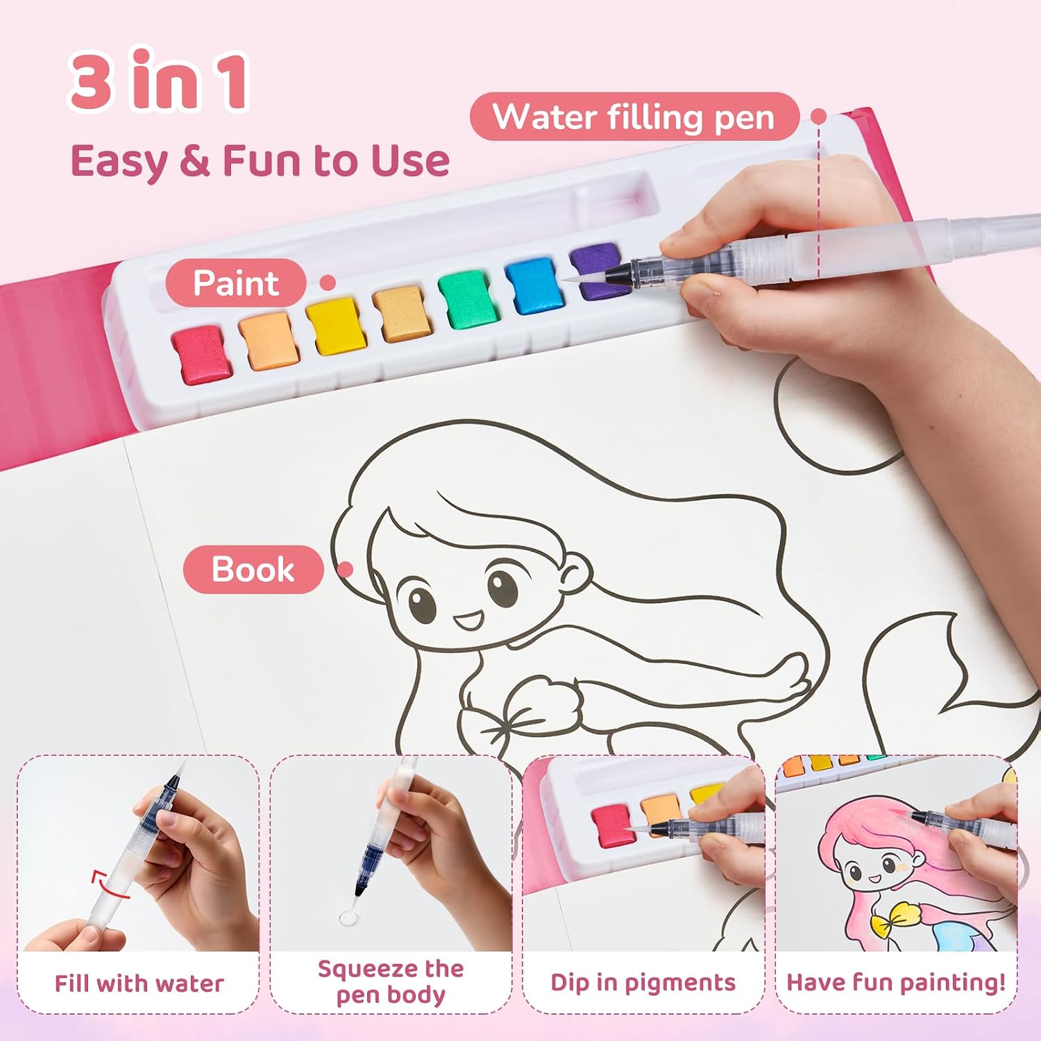 Paint with Water Coloring Books for Toddlers (Magical Pony) | Watercolor Painting Set for Kids Ages 3-5 & 4-8, Arts &