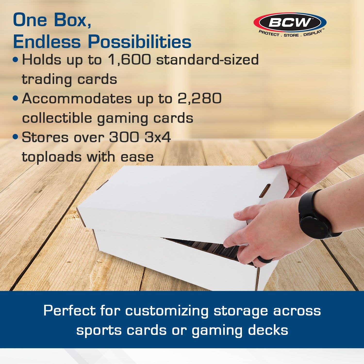 Shoe Card Storage Boxes, Holds 1,600 Cards or 300 Toploaders, 5 Pack | Each two-row box holds 1,600 standard or 2,280