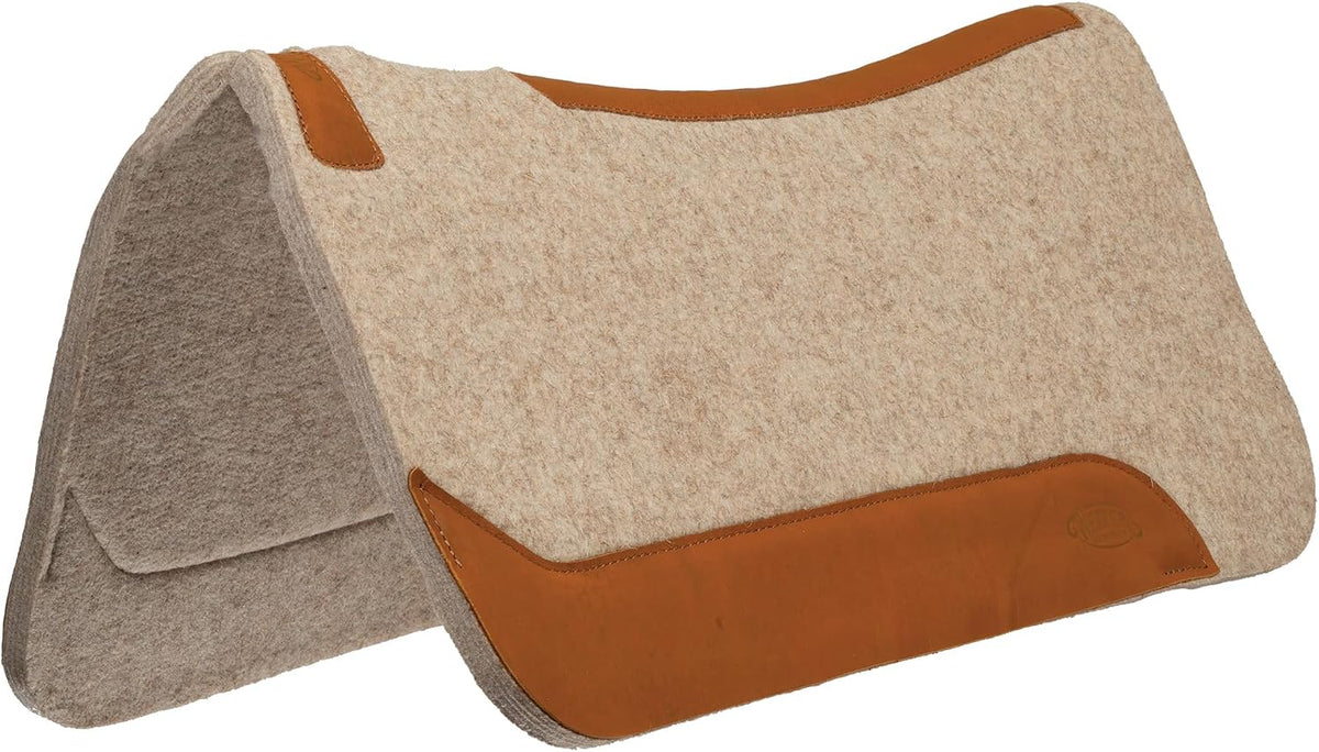 33" x 32" Contoured Wool Blend Felt Horse Saddle Pad, Shock Absorbing Western Saddle Pad for Protection, Durable