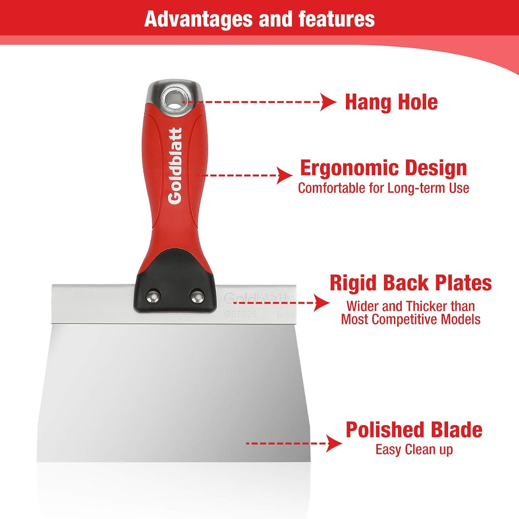 5 Piece Stainless Steel Taping Knife Set for Drywall Finishing | 6 to 14 in, Drywall Knife, Putty Knife, Plaster &
