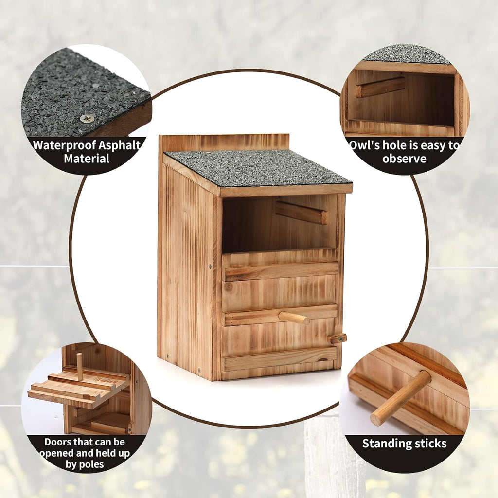 Owl Houses for Outdoors,13.38" Cedar Owl House with Clean-Out Door