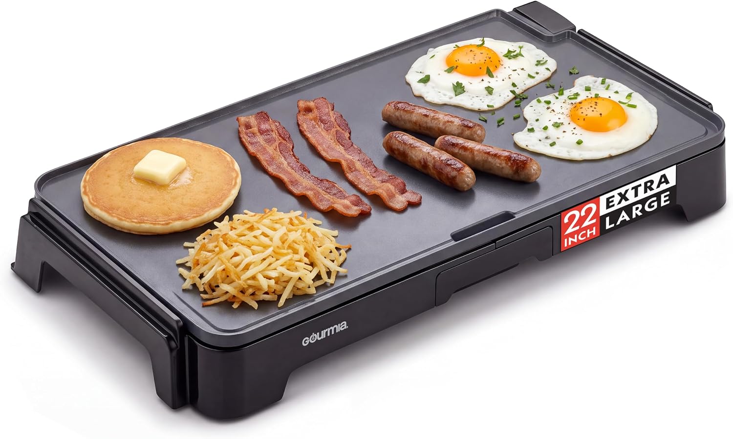 22 Inch XL Electric Griddle Pan - Nonstick Extra Large Flat Top Ceramic Surface, Countertop Cooker, Adjustable