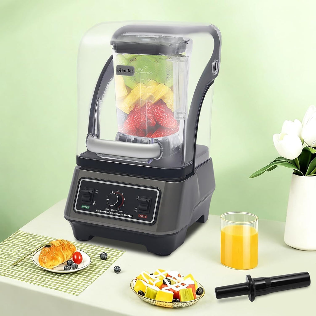 Professional Blender with Shield Quiet Sound Enclosure, 1600W Soundproof Commercial Blender 67oz Large Capacity for