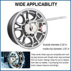 Open End Plus Plug Center Caps for Trailer RV Replacement EZ Lube Cap, 2.22in, Chrome, 4PCS