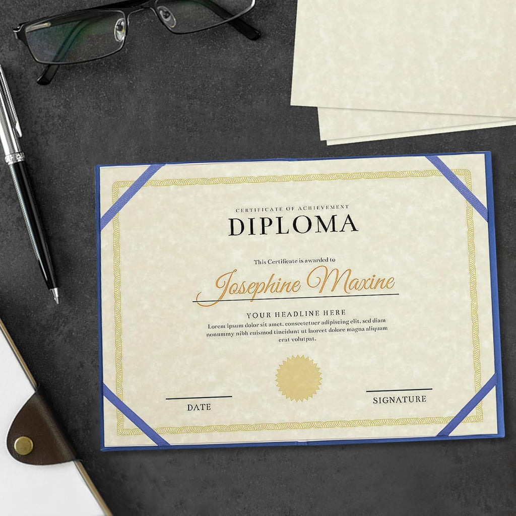 100 Sheets Certificate Paper, Resume Stationary Printer-Friendly Parchment Paper for Certificates, Resumes, Diplomas