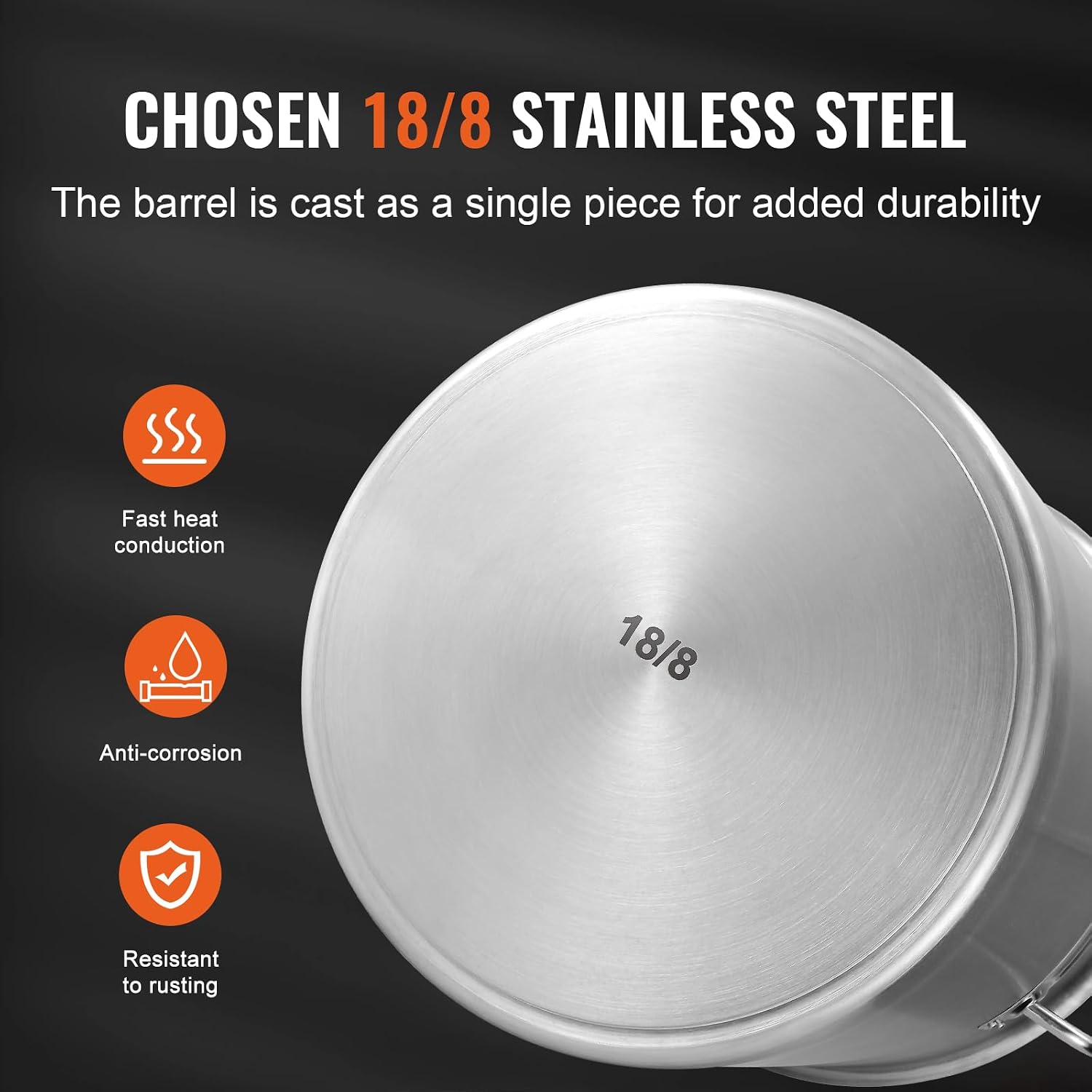 18/8 Stainless Steel Stockpot, 42QT Large Cooking Pots, Multipurpose Cookware Sauce Pot with Composite Base, Heavy