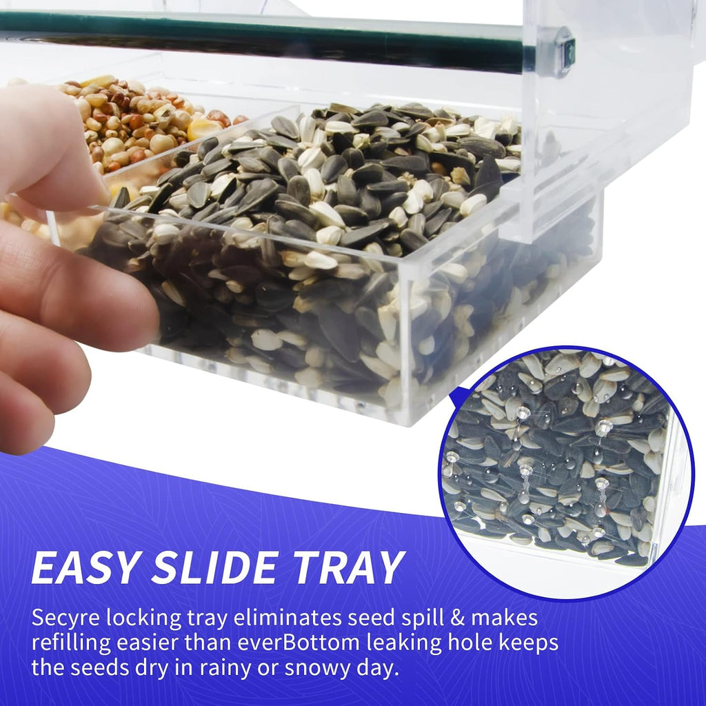 Window Bird Feeder with 4 Extra-Strong Suction Cups-Clear Acrylic
