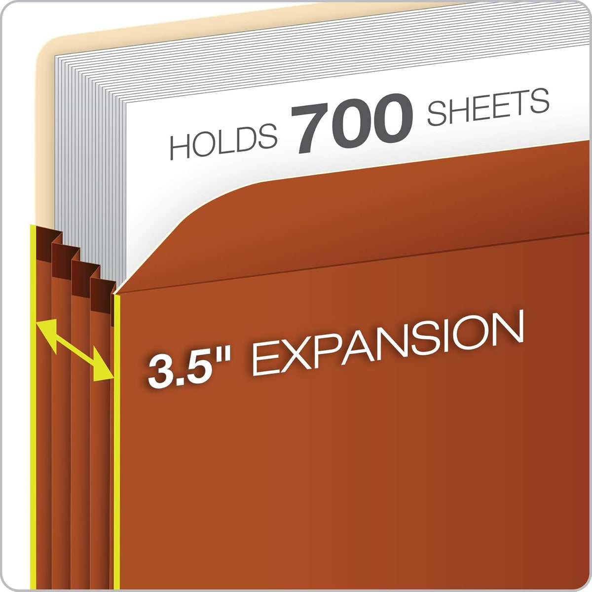 Expanding File Pockets, File Organizers for School, Home or Office, Letter Size, Redrope, 3.5" Expansion, Reinforced