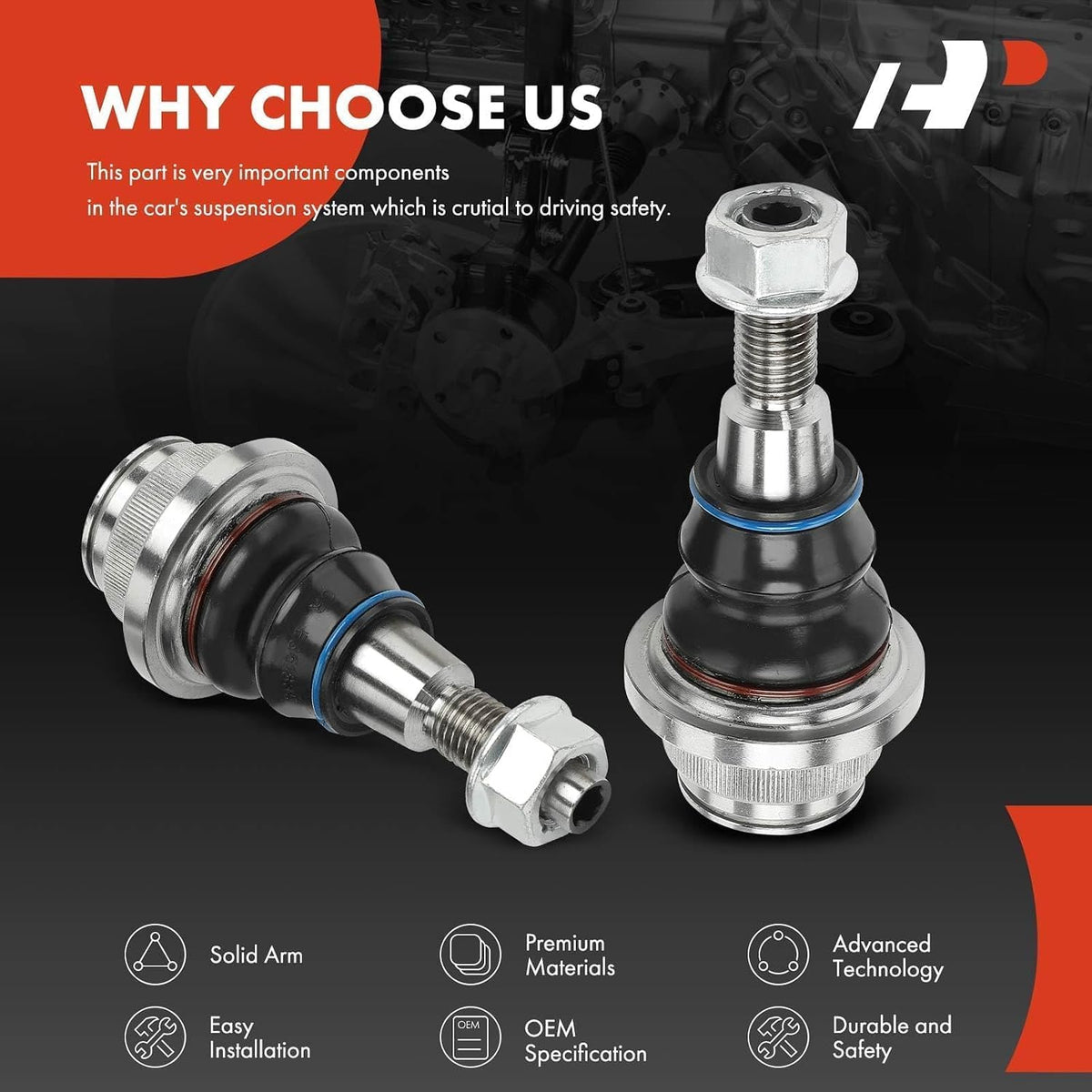 A-Premium 2-Pack Front Lower Ball Joint, Compatible with Chevy, GMC