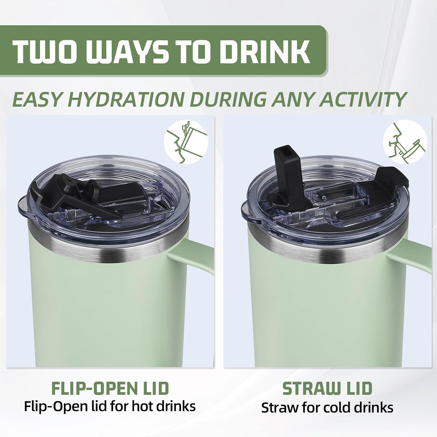 40 oz Tumbler with Handle and Flip Straw, 100% Leakproof Insulated Tumbler with Lid and Straw, Stainless Steel Travel