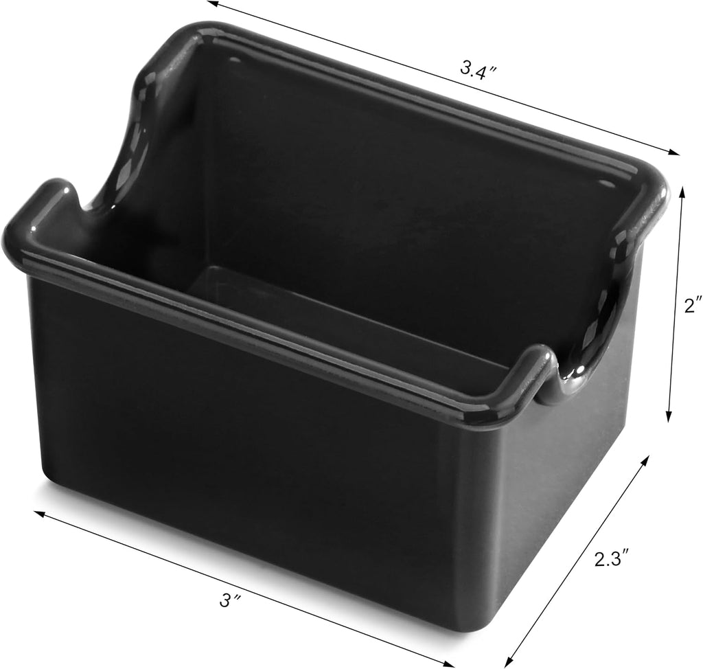 Restaurant-Grade Black Plastic Sugar Packet Holder, SAN Material, Set of 24