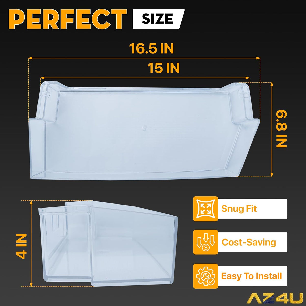 AZ4U Replacement For Whirlpool Refrigerator Door Shelf WRS325SDHZ00 WRS325SDHZ01 WRS325SDHZ04 WRS325SDHZ05 WRS321SDHZ00 WRS321SDHZ01 WRS321SDHZ04 WRS321SDHZ05 WRS325SDHW01 WRS325SDHW05 Refrigerator