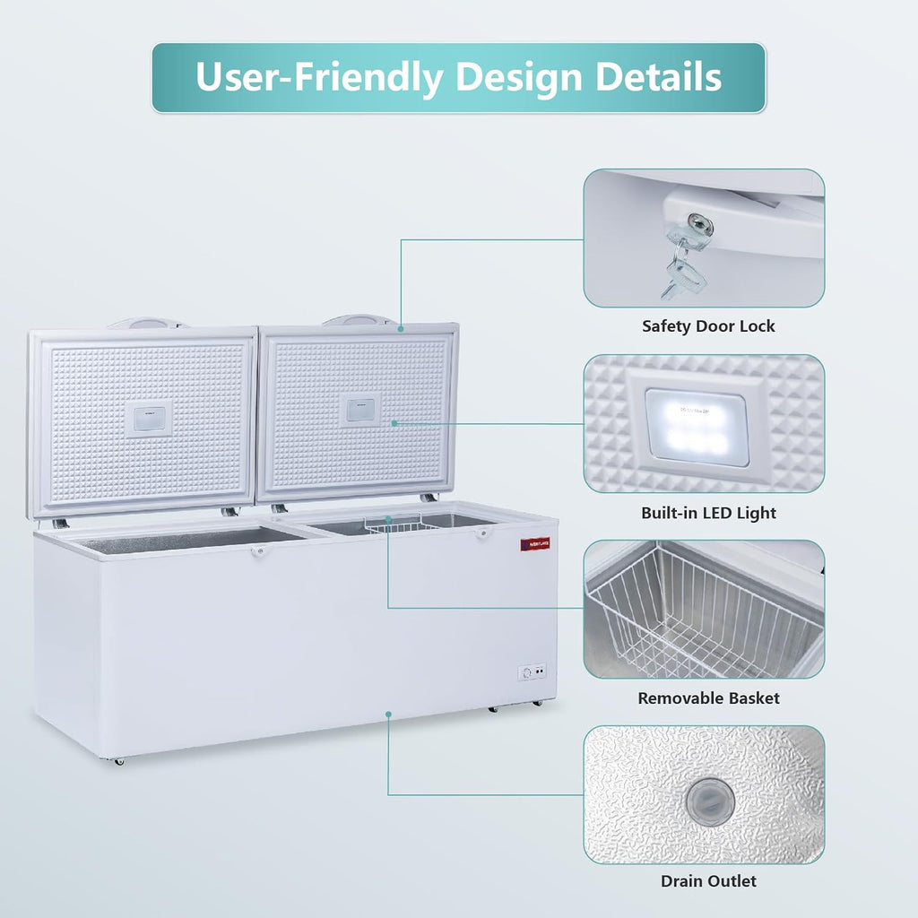 76"W Commercial Chest Freezer, Deep Freezer Top Open Door