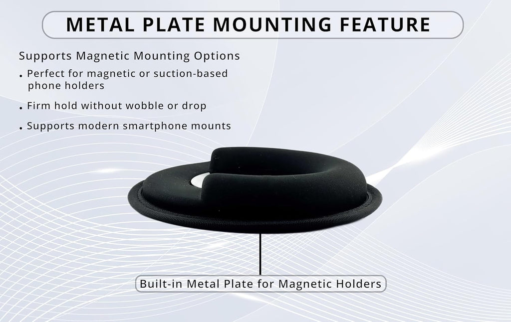 – Car Dashboard Mount | Soft Nylon, Metal Round Mount Dashboard | Weighted Sandbag Base with Magnetic Mount Option |