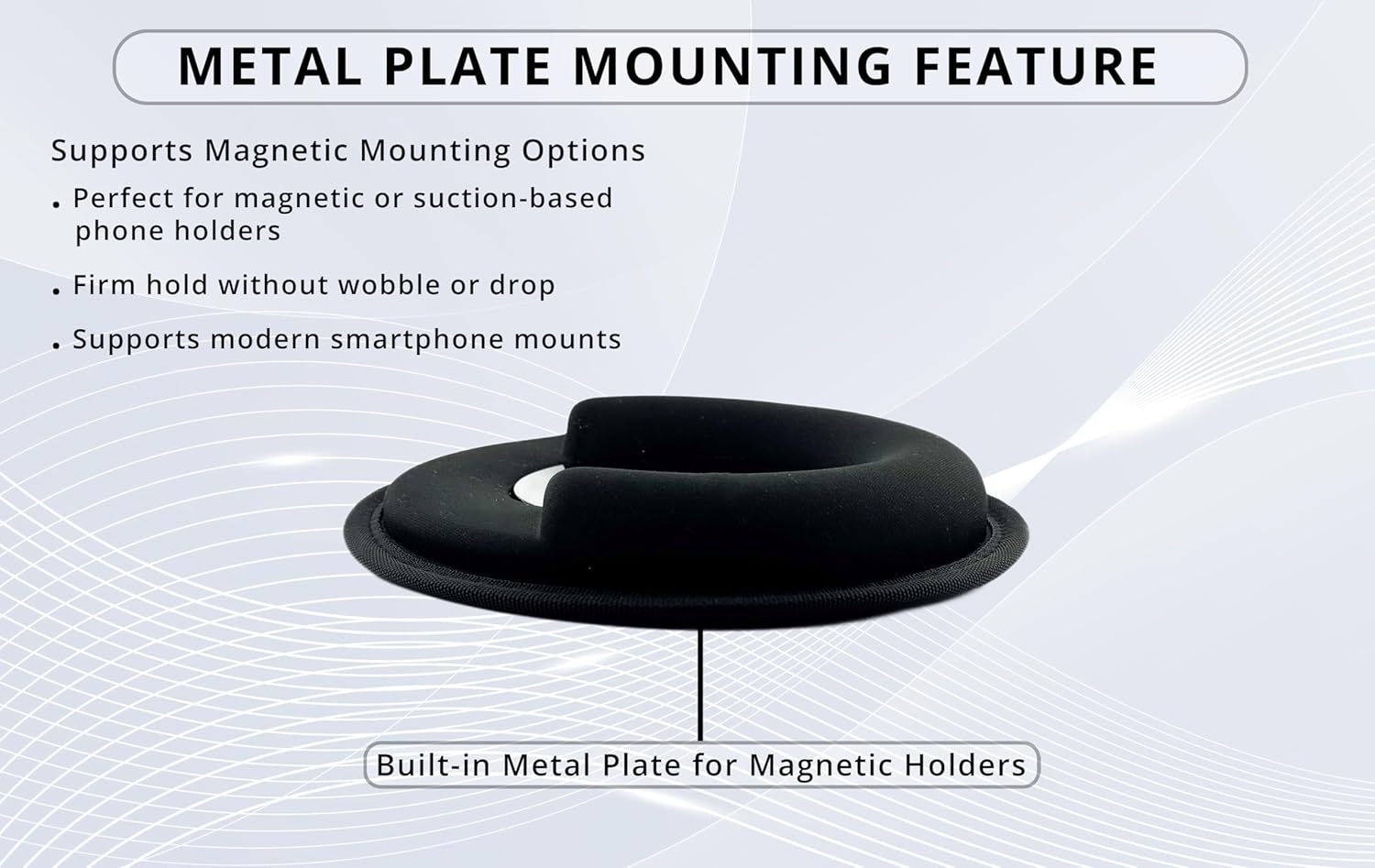 – Car Dashboard Mount | Soft Nylon, Metal Round Mount Dashboard | Weighted Sandbag Base with Magnetic Mount Option |