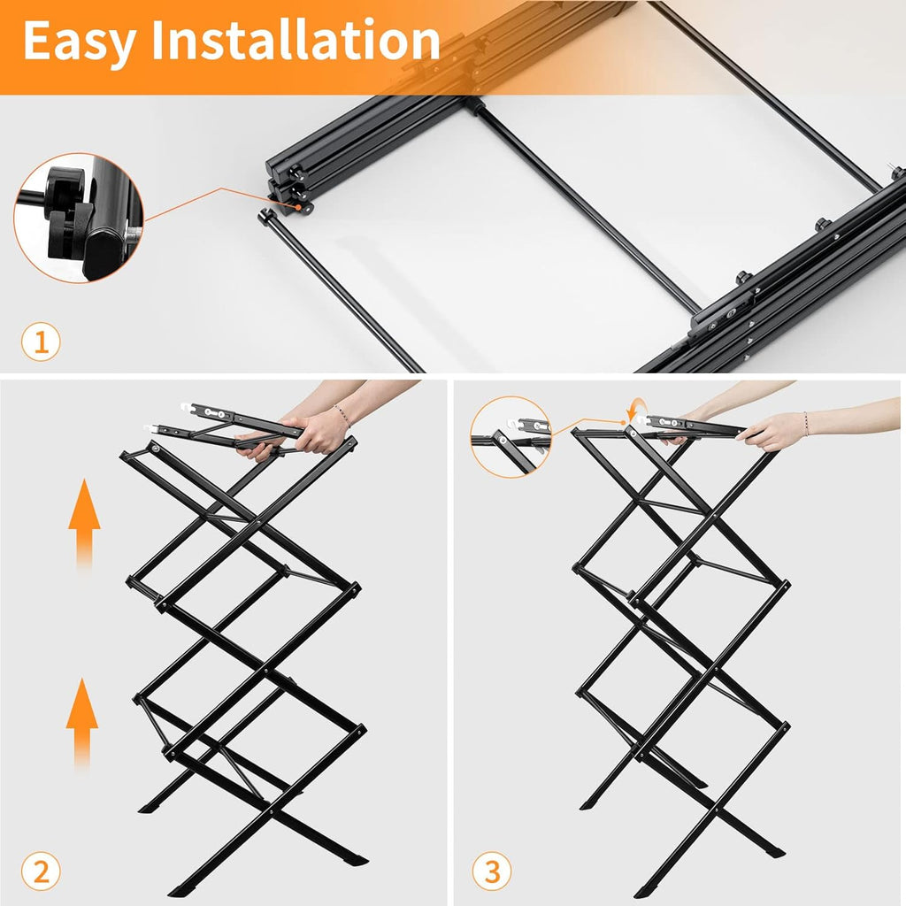 Clothes Drying Rack Foldable Drying Rack Clothing Black-1pack | for Laundry - 40" x 28.8" x 14.2", Space Saving