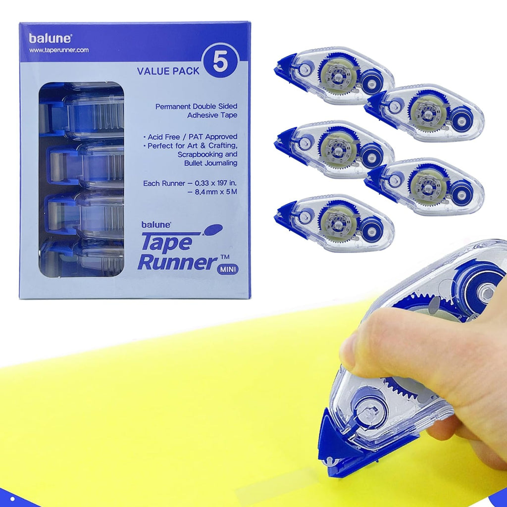 Double Sided Adhesive with Dispenser Roller Included - Acid Free, Sticky, Clear & Transparent - Ideal for