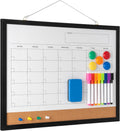 Dry Erase Calendar Whiteboard, 17" x 13" Magnetic Whiteboard Cork Board Combo, Reusable Monthly Planner with 8