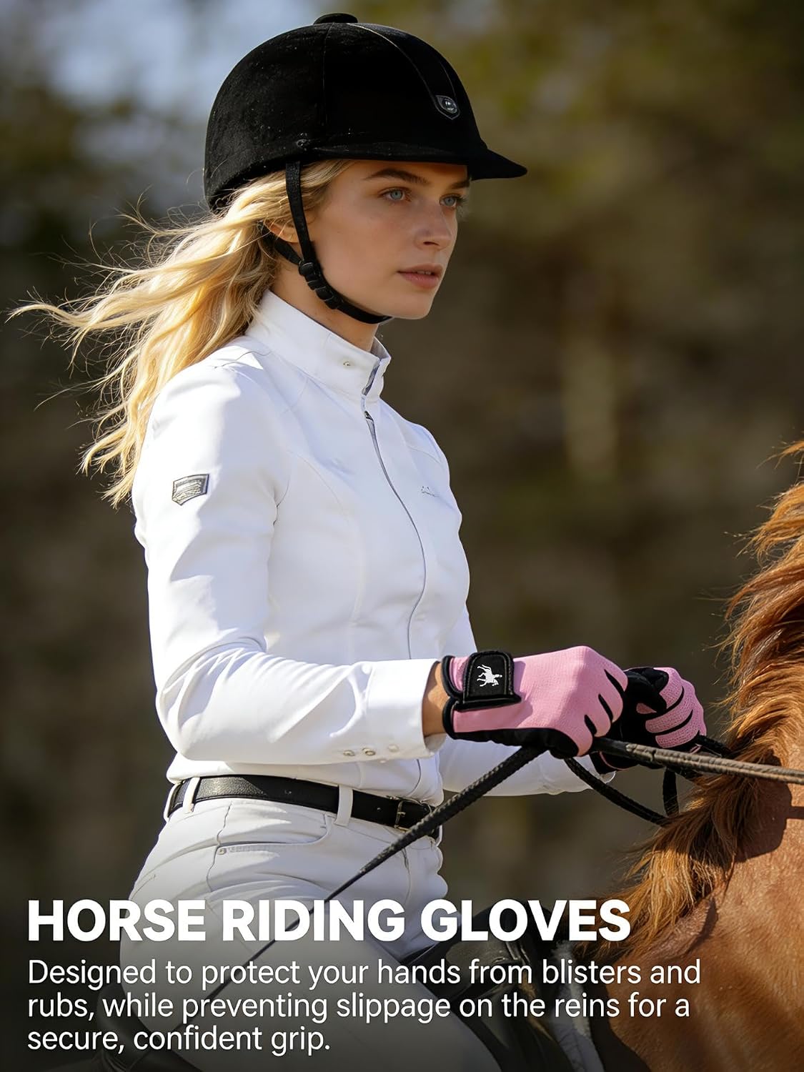Horse Riding Gloves Equestrian for Women, Mesh Breathable