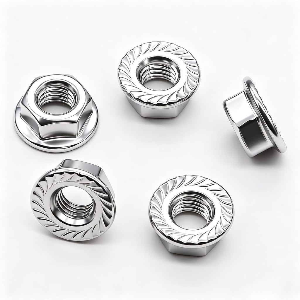 50PCS M8 x 1.25mm Thread 304 SS Hex Flange Nuts