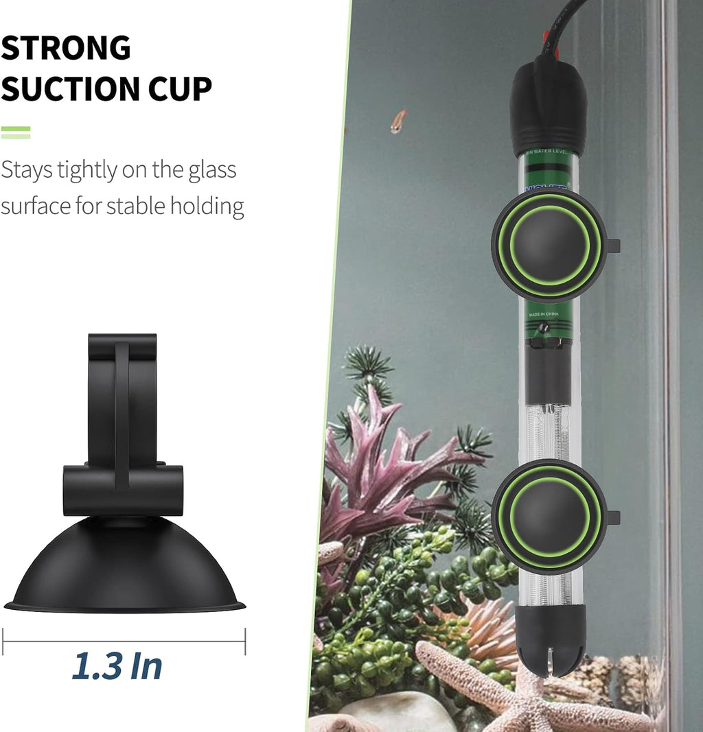 12 Pack Aquarium Heater Suction Cups Suckers with 0.95 Inch Clips Black Standard Heating Rod Holders Clamps for Fish