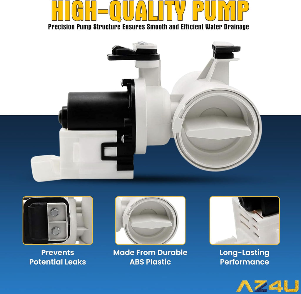 AZ4U Washer Drain Pump Assembly for Whirlpool WFW8400TW02 WFW9050XW00