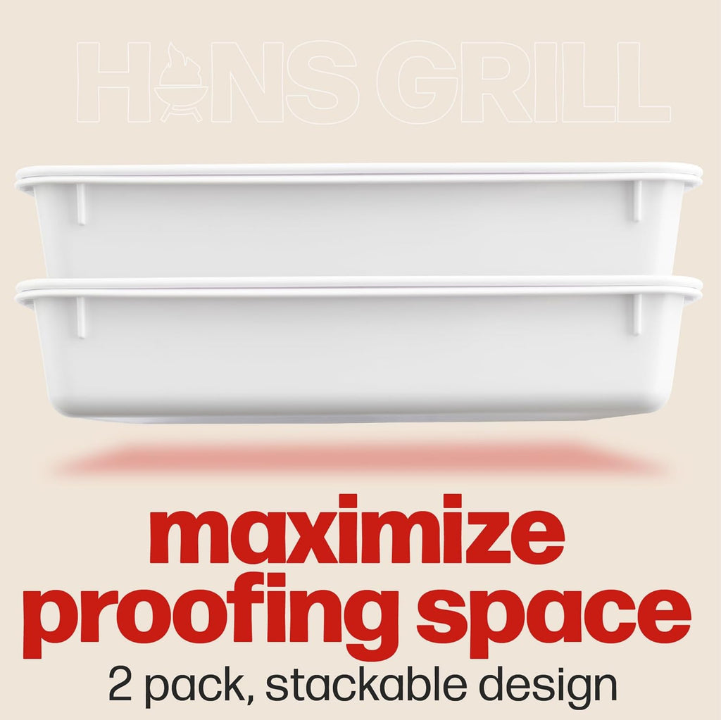 Pizza Dough Proofing Box - Pack of 2 Stackable BPA-Free Trays with Covers - Perfect as a Bread Proofing Box and Dough