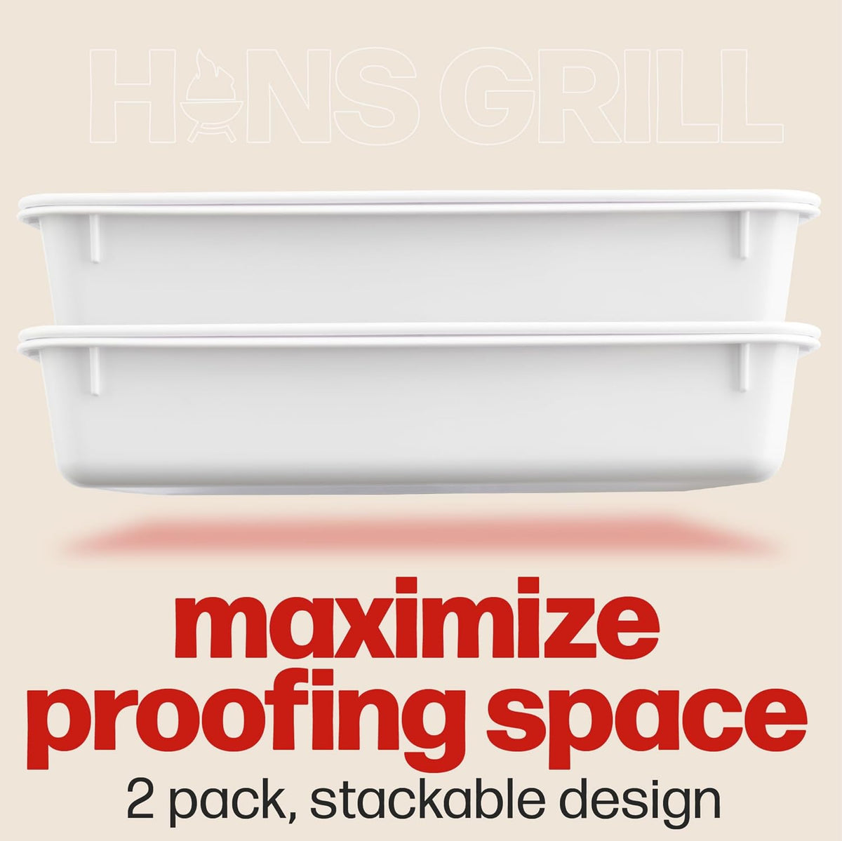 Pizza Dough Proofing Box - Pack of 2 Stackable BPA-Free Trays with Covers - Perfect as a Bread Proofing Box and Dough