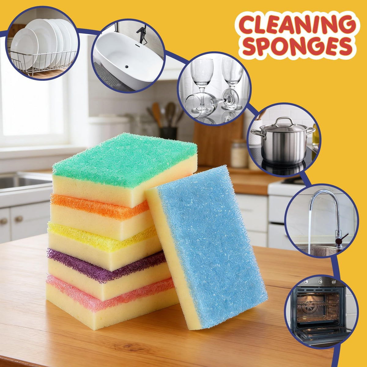 Dish Sponges, Temperature-Responsive Kitchen Sponges 6 Pack