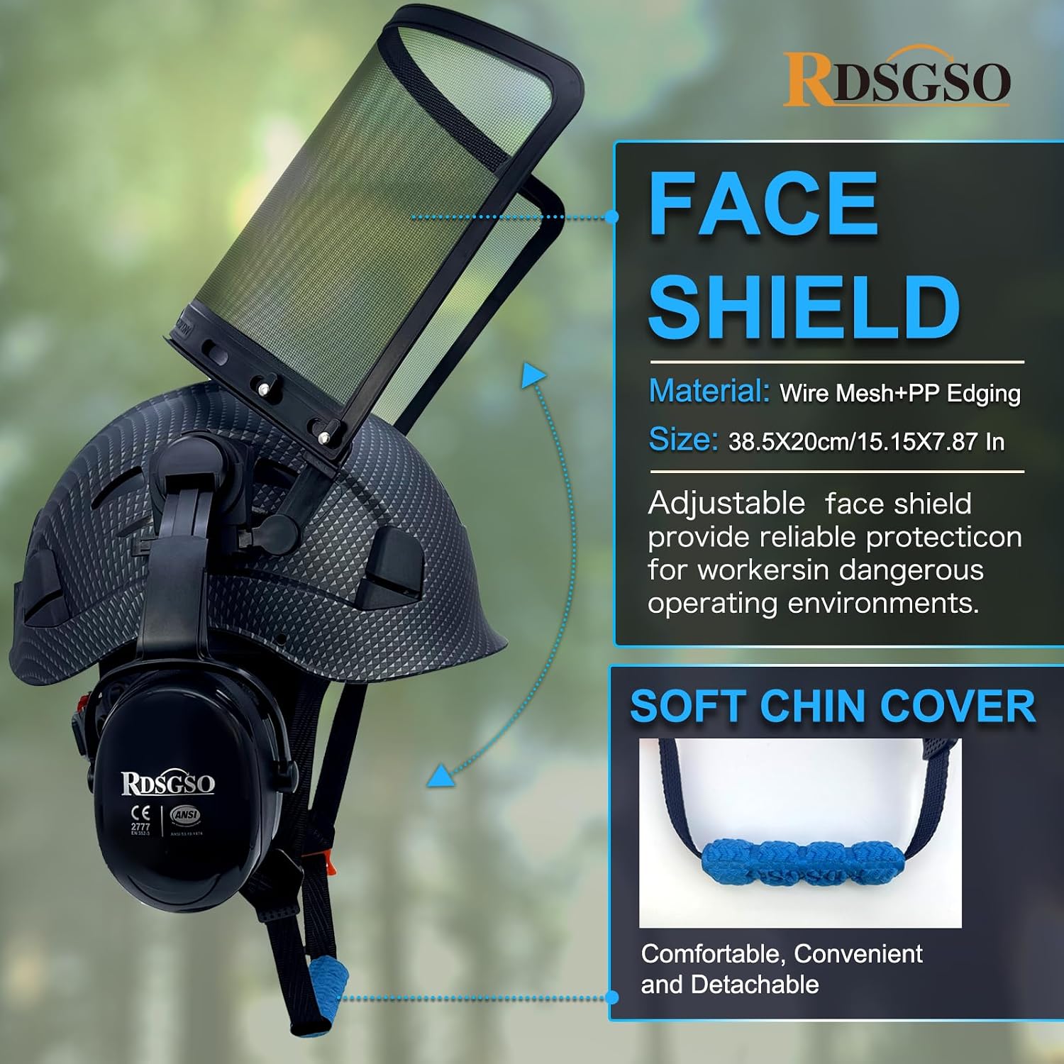 Chainsaw Safety Hard Hats with Mesh Face Shield and Ear Muffs Forestry Safety Helmet Outdoor Work Head Protection