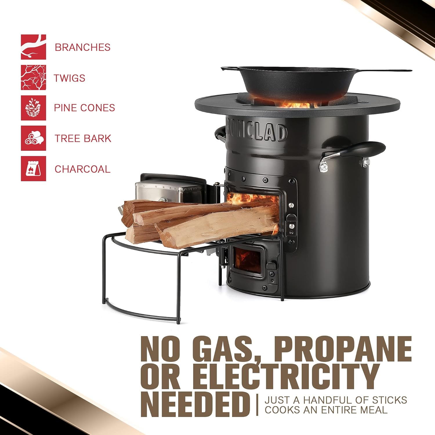 Rocket Stove – Camping Wood Stove for Emergency Preparedness, Survival, Off Grid Living Supplies – Portable Wood